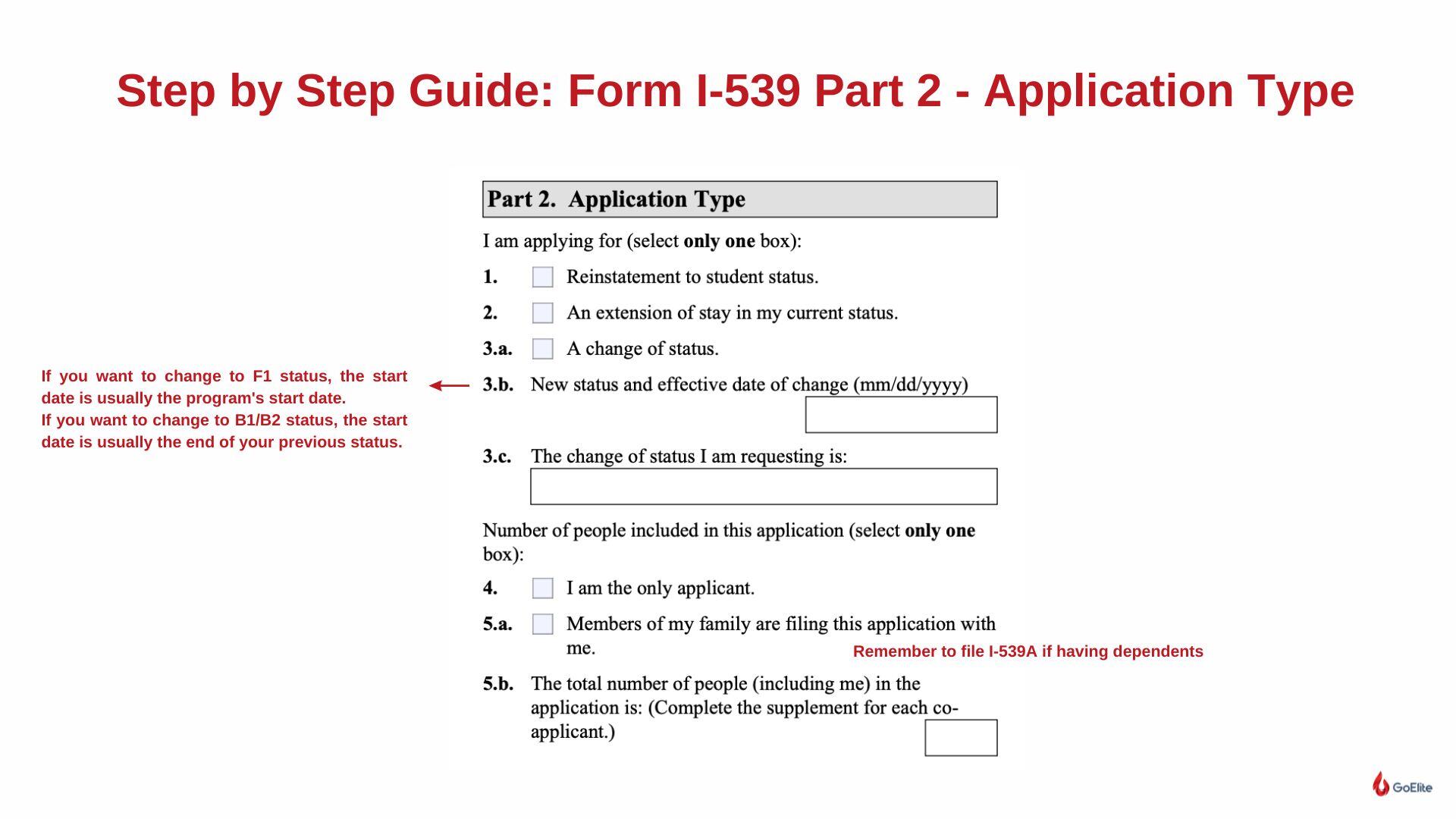 Step by step guide: i-539 part 2 - application type