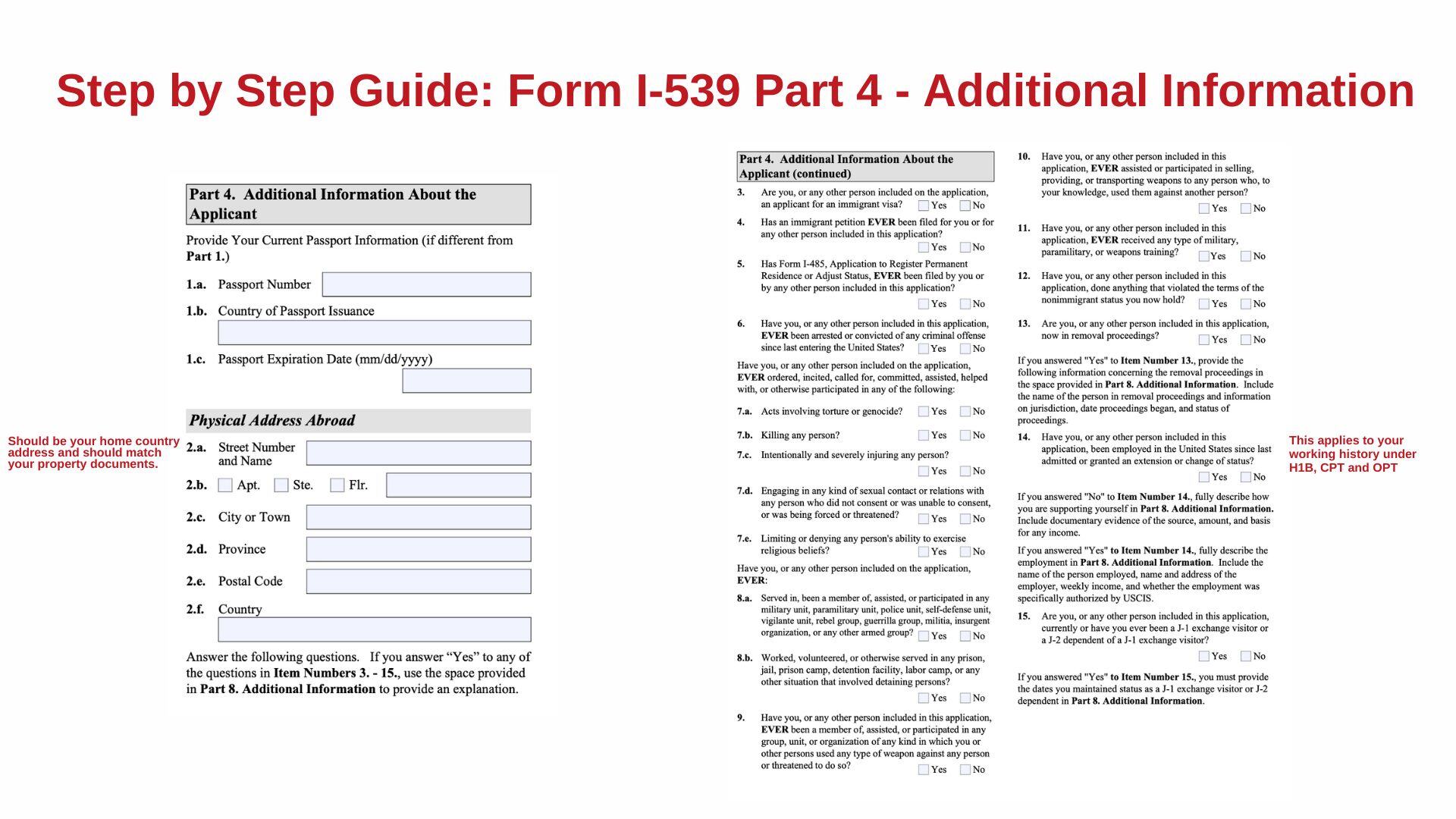 Step by step guide: i 539 part 4 additional information