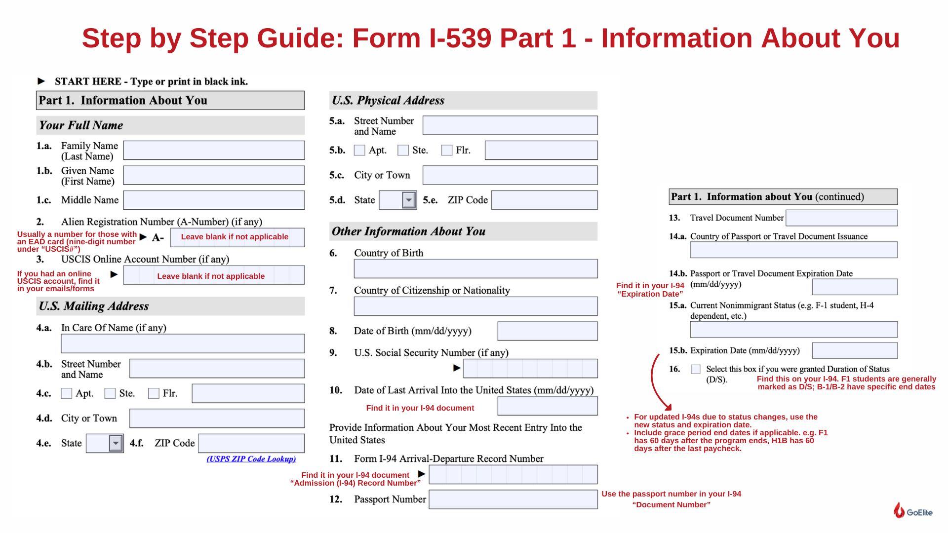 Step by step guide: I-539 part 1